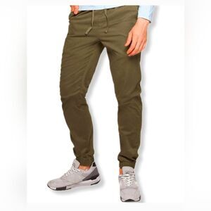 NWT Psycho Bunny Men Toledo Cotton Twill cargo Jogger pants Dark Olive khaki XXL